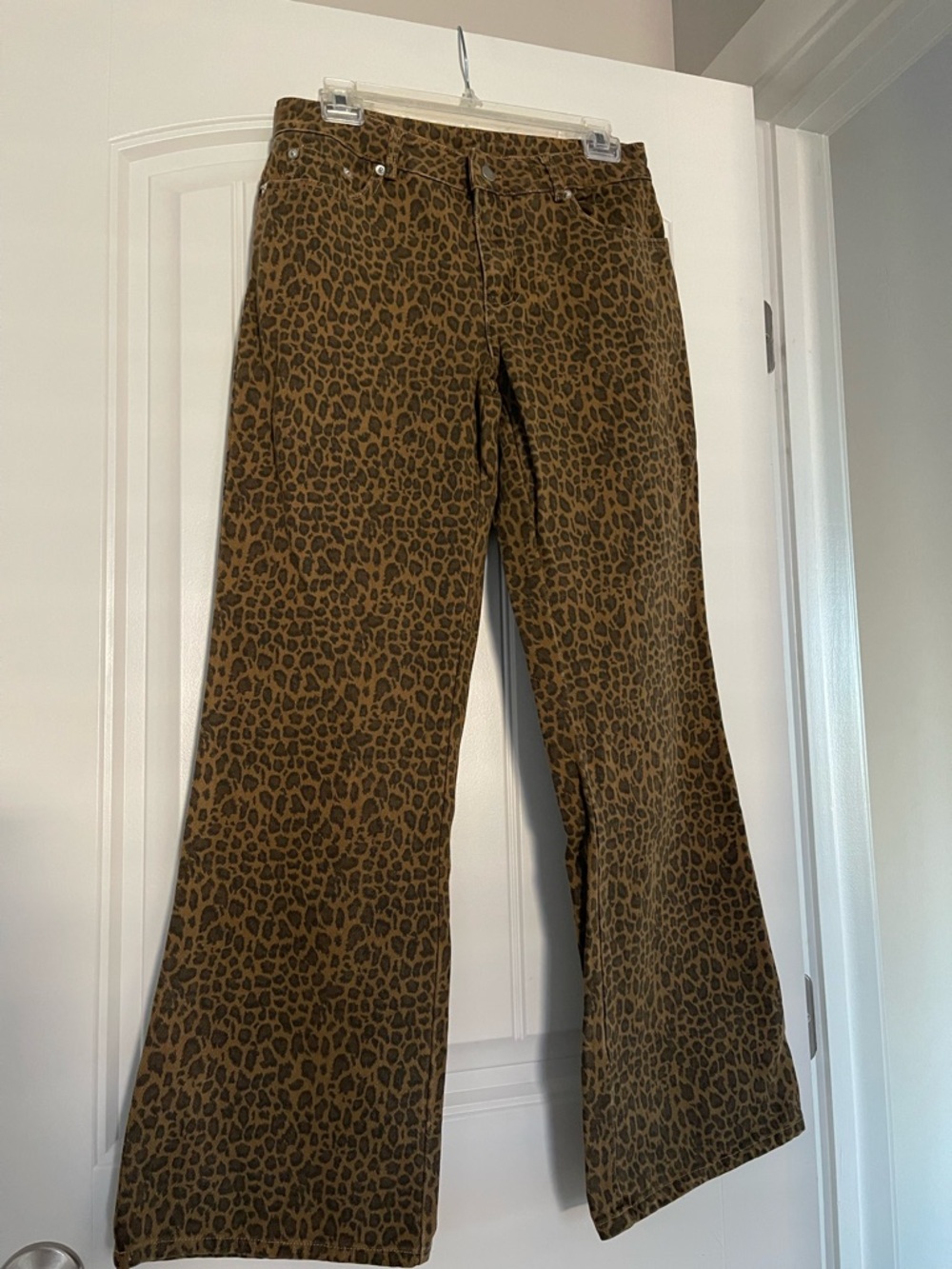 Le Lis Leopard Print Wide Leg Jeans/Pants - Brown NWT Small